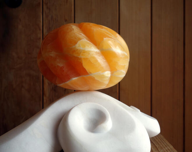 Satsuma of Yore - Honeycomb calcite on reclaimed marble base - 2026